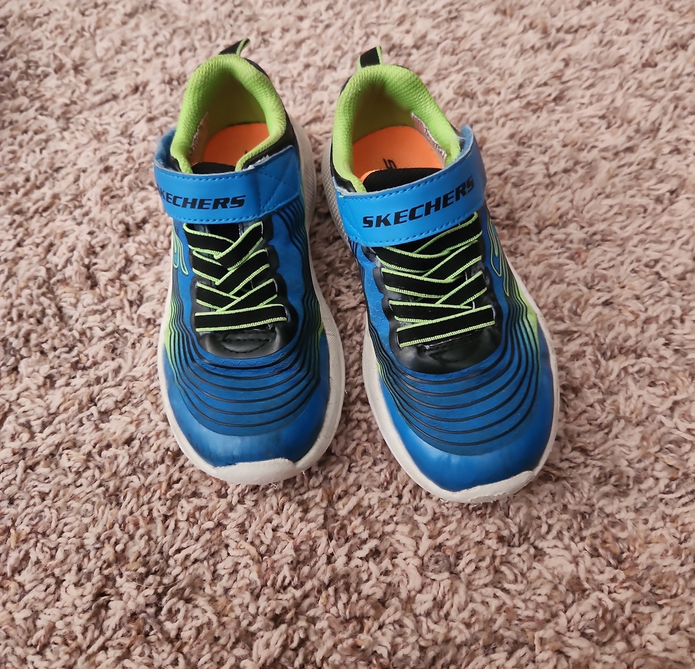 Skechers Kids Blue and Lime Athletic Sneakers